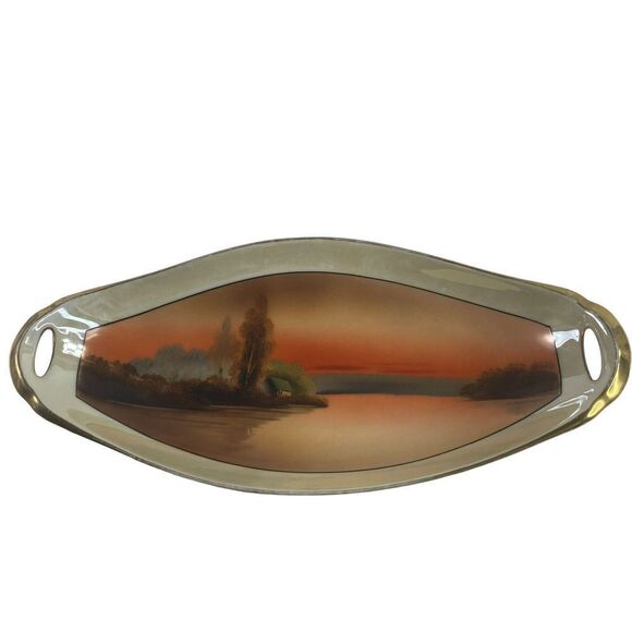 Noritake Vintage Hand Painted Sushi celery Oblong bowl‎ Porcelain Japan READ - Picture 1 of 16